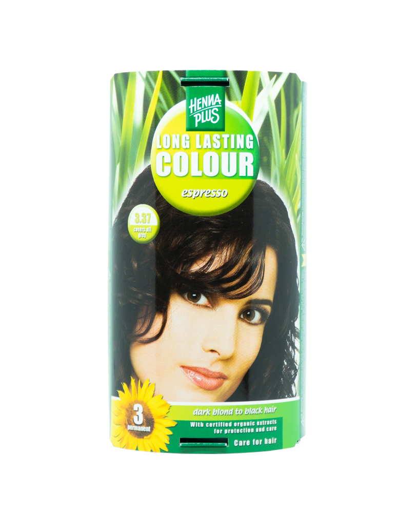 Hennaplus стойкая краска для волос с экстрактами 9 органических растений  цвет  Espresso 3.37